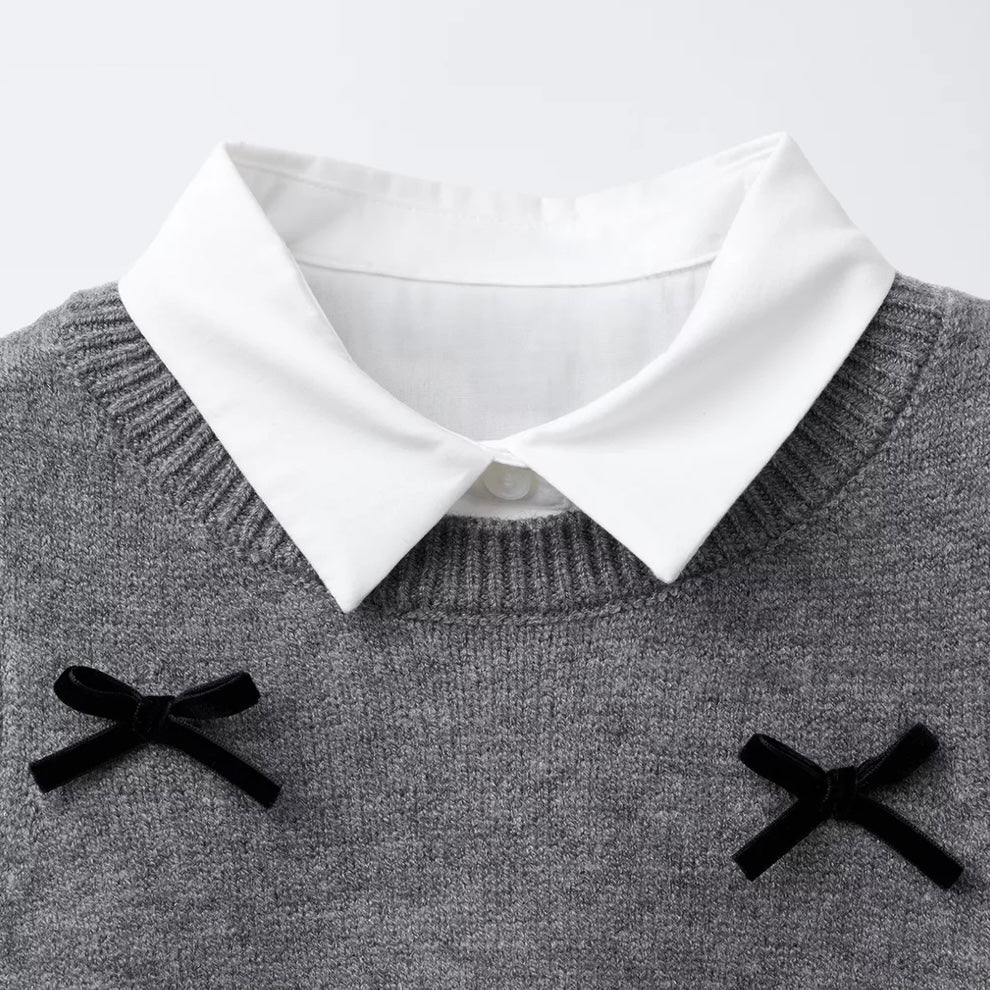 Conjunto Popelin Chaleco Punto Lazos Velvet