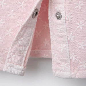 Vestido Sarga Flores Bordado