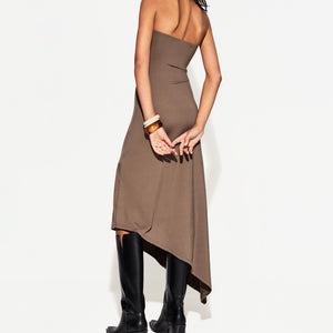 VESTIDO MIDI BANDEAU ASIMÉTRICO ref:19235